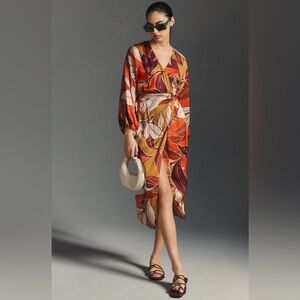 Anthropologie Red and Orange High Low Dress